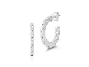 Sterling Statements Rhodium Over Sterling Silver Flat Twist Small Hoop Earrings