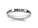 Sterling Silver Stackable Expressions Polished Enameled Mom Ring
