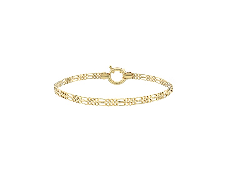 14kt Yellow Gold Over Sterling Silver Double Row Figaro Chain Bracelet