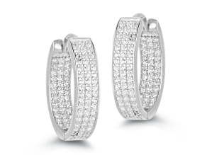 Sterling Statements Rhodium Over Sterling Silver Pave Inside Out Oval Hoop Earrings