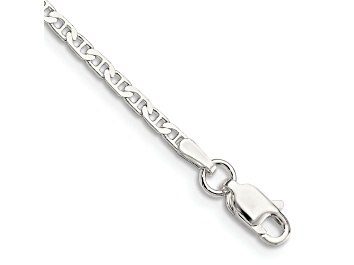 1.5mm .925 Sterling Silver flat Mariner Link Anchor Chain Necklace