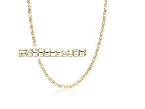 4MM Two Tone Ice Link Chain 18K Gold Over Sterling Silver - 16"