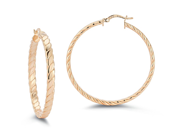 Sterling Statements 14K Rose Gold Over Sterling Silver Flat Twist Large Hoop Earrings
