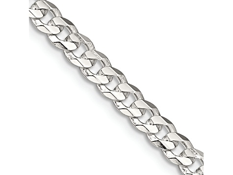 Sterling Silver 4.5mm Concave Beveled Curb Chain Bracelet