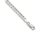 Sterling Silver 4.5mm Concave Beveled Curb Chain Bracelet