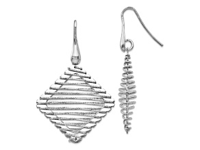 Rhodium Over Sterling Silver Dangle Earrings