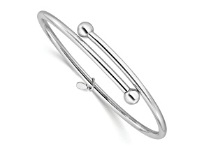 Rhodium Over Sterling Silver Flexible Bypass Bangle