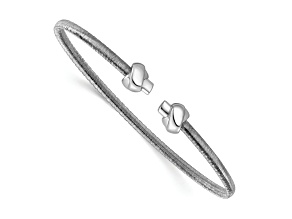 Sterling Silver Polished and Textured Knots Wire Wrapped Cuff Bangle