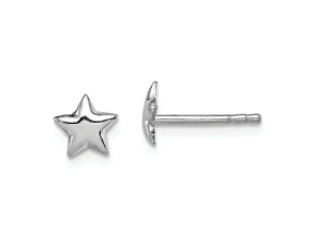 Rhodium Over Sterling Silver Star Children's Post Earrings
