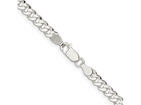 Sterling Silver 4.5mm Concave Beveled Curb Chain Necklace