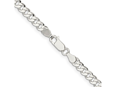 Sterling Silver Beveled Oval Curb Chain Bracelet