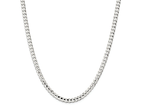 Sterling Silver 4.5mm Concave Beveled Curb Chain Necklace