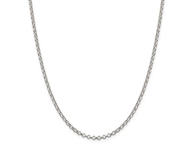 Sterling Silver 3mm Semi-solid Rolo Chain Necklace