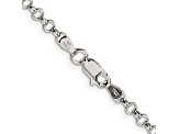 Sterling Silver 3mm Semi-solid Rolo Chain Necklace