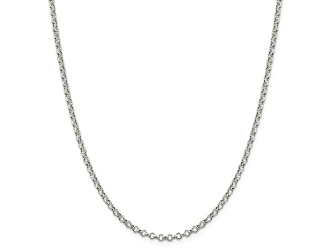 Sterling Silver 3mm Semi-solid Rolo Chain Necklace