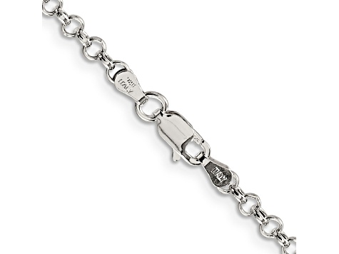 Sterling Silver 3mm Semi-solid Rolo Chain Necklace