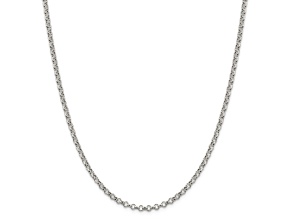 Sterling Silver 3mm Semi-solid Rolo Chain Necklace