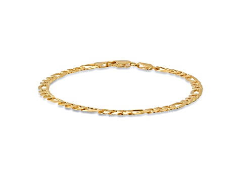 Unisex 14K Yellow Gold Over Sterling Silver Figaro Link Bracelet