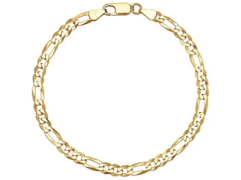 Unisex 14K Yellow Gold Over Sterling Silver Figaro Link Bracelet
