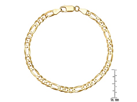 Unisex 14K Yellow Gold Over Sterling Silver Figaro Link Bracelet