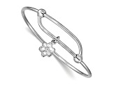 Rhodium Over Sterling Silver Flower Adjustable Baby Bangle