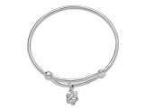 Rhodium Over Sterling Silver Flower Adjustable Baby Bangle