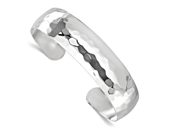 Picture of Sterling Silver Polished Hammered 15mm Slip-on Bangle