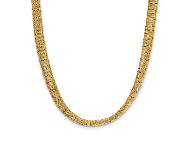 18K Yellow Gold Over Sterling Silver Twisted Woven Textured Wrapped 24 Inch Necklace