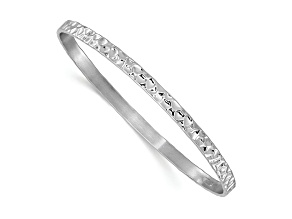 Sterling Silver Polished and Hammered Textured 4.5mm Slip-on Bangle