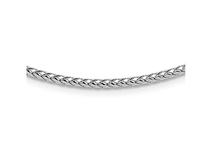 Rhodium Over Sterling Silver Polished Textured Braided 17 Inch Necklace