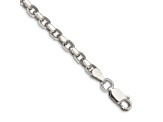 Sterling Silver 3.5mm Diamond-cut Rolo Chain Bracelet