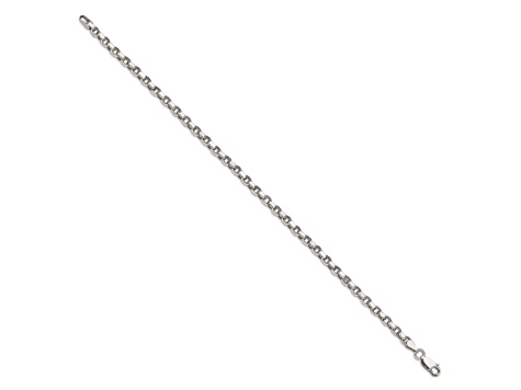 Sterling Silver 3.5mm Diamond-cut Rolo Chain Bracelet