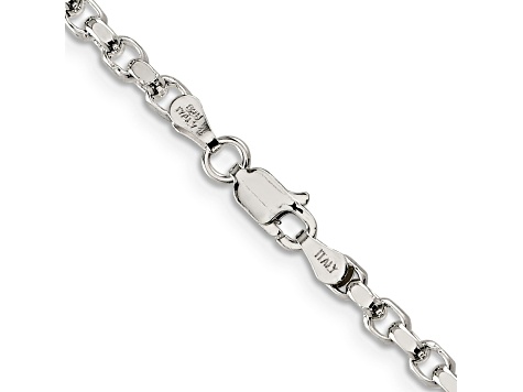 Sterling Silver 3.5mm Diamond-cut Rolo Chain Bracelet
