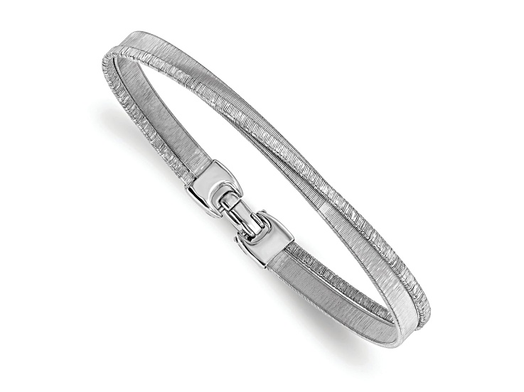 Sterling Silver Polished and Textured 5mm Bangle Bracelet - 1ZI2MA