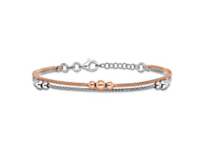18K Two-tone Gold Over Sterling Silver 6.5mm Fancy Bracelet