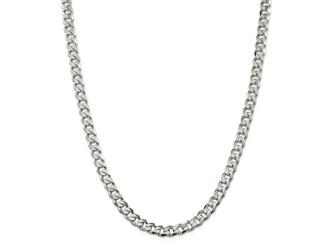 Sterling Silver 7mm Pavé Curb Chain