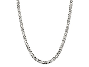 Sterling Silver 7mm Pavé Curb Chain