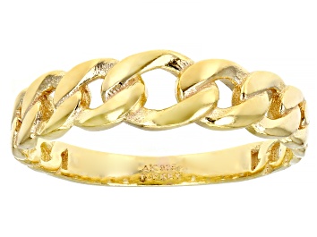 Picture of 18k Yellow Gold Over Sterling Silver Graduated Curb Band Ring