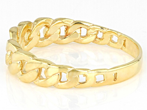 18k Yellow Gold Over Sterling Silver Graduated Curb Band Ring