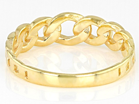 18k Yellow Gold Over Sterling Silver Graduated Curb Band Ring
