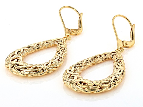 18k Yellow Gold Over Sterling Silver Byzantine Teardrop Earrings