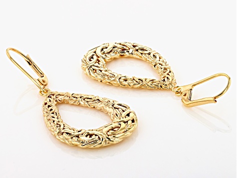 18k Yellow Gold Over Sterling Silver Byzantine Teardrop Earrings