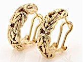 18k Yellow Gold Over Sterling Silver Byzantine J-Hoop Omega Back Earrings