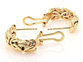 18k Yellow Gold Over Sterling Silver Byzantine J-Hoop Omega Back Earrings