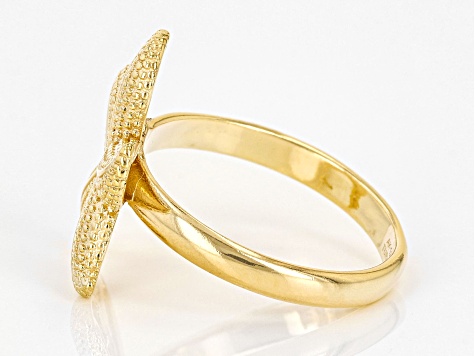 18k Yellow Gold Over Sterling Silver Starfish Ring