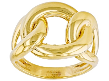 Picture of 18k Yellow Gold Over Sterling Silver Graduated Curb Ring