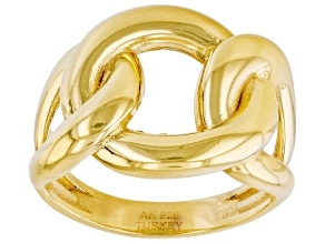 18k Yellow Gold Over Sterling Silver Graduated Curb Ring