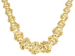 18k Yellow Gold Over Sterling Silver 25mm Graduated Woven 18 Inch Necklace