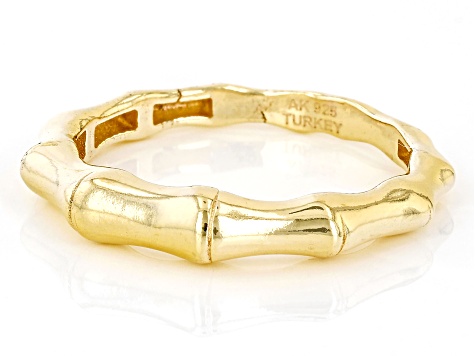 18k Yellow Gold Over Sterling Silver Bamboo Band Ring