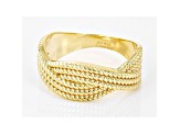 18k Yellow Gold Over Sterling Silver Textured Crossover Ring